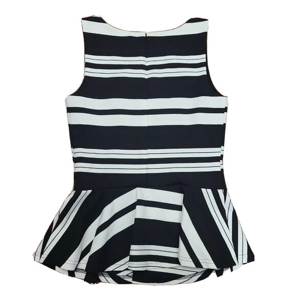 INC International Concepts Top Womens Size XS Black White Sleeveless Peplum - Picture 4 of 4